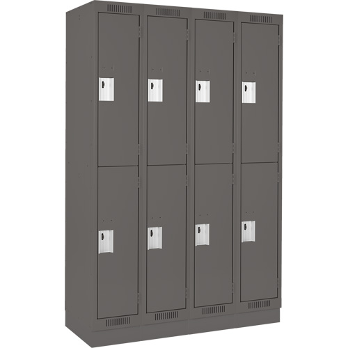 Clean Line Lockers, 2 -tier, Bank of 4, 48" x 18" x 76", Steel, Charcoal, Rivet (Assembled) Planification Entrepots Molloy