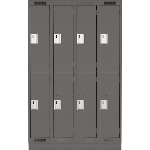 Clean Line Lockers, 2 -tier, Bank of 4, 48" x 18" x 76", Steel, Charcoal, Rivet (Assembled) Planification Entrepots Molloy