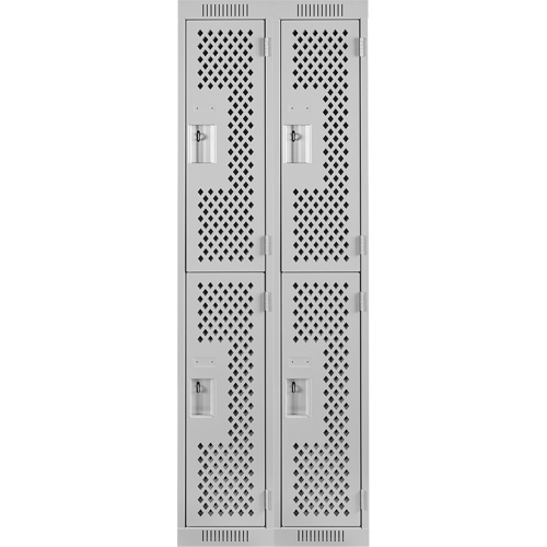 Casiers Clean Line, 2 niveaux, Bloc de 2, 24" x 12" x 72", Acier, Gris, Rivet (assembl&eacute;), Perfor&eacute; Planification Entrepots Molloy