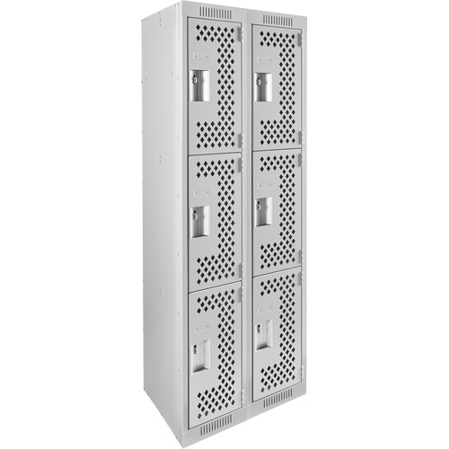 Casiers Clean Line, 3 niveaux, Bloc de 2, 24" x 12" x 72", Acier, Gris, Rivet (assembl&eacute;), Perfor&eacute; Planification Entrepots Molloy