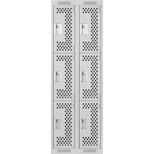 Casiers Clean Line, 3 niveaux, Bloc de 2, 24" x 12" x 72", Acier, Gris, Rivet (assembl&eacute;), Perfor&eacute; Planification Entrepots Molloy