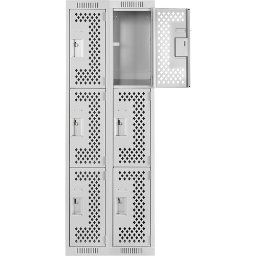 Casiers Clean Line, 3 niveaux, Bloc de 2, 24" x 12" x 72", Acier, Gris, Rivet (assembl&eacute;), Perfor&eacute; Planification Entrepots Molloy