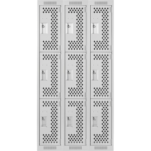 Casiers Clean Line, 3 niveaux, Bloc de 3, 36" x 12" x 72", Acier, Gris, Rivet (assembl&eacute;), Perfor&eacute; Planification Entrepots Molloy