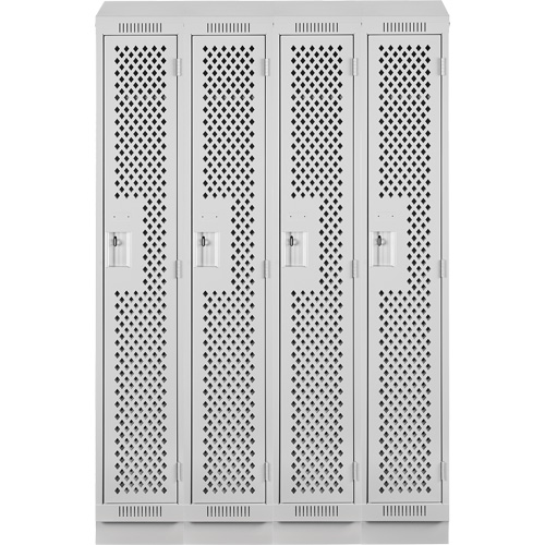 Clean Line Lockers, Bank of 4, 48" x 18" x 82", Steel, Grey, Rivet (Assembled), Perforated Planification Entrepots Molloy