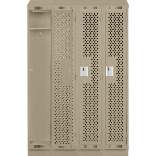 Clean Line Lockers, Bank of 4, 48" x 18" x 82", Steel, Grey, Rivet (Assembled), Perforated Planification Entrepots Molloy