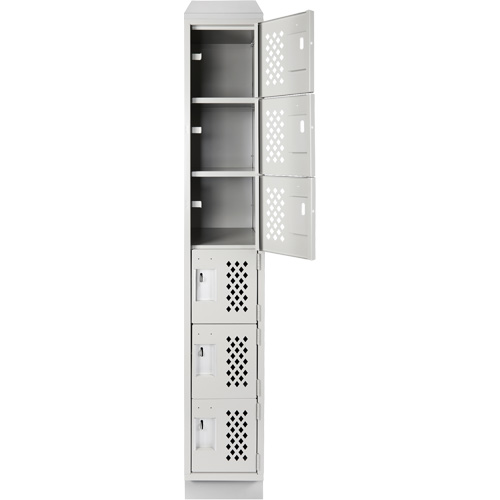 Assembled Lockerettes Clean Line Perforated Economy Lockers, 6 -tier, 18" x 72" x 12", Steel Planification Entrepots Molloy