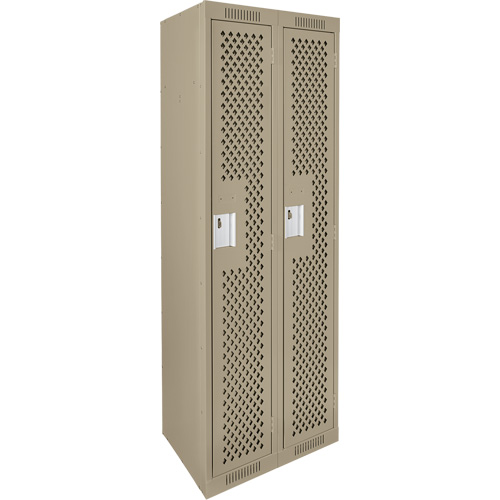 Clean Line Lockers, Bank of 2, 24" x 15" x 72", Steel, Beige, Rivet (Assembled), Perforated Planification Entrepots Molloy