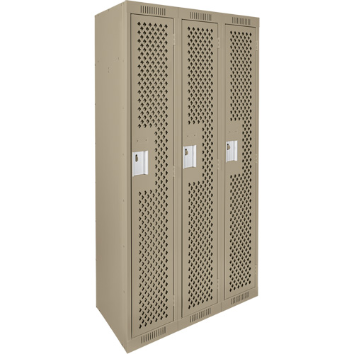 Casiers Clean Line, Bloc de 3, 36" x 15" x 72", Acier, Beige, Rivet (assembl&eacute;), Perfor&eacute; Planification Entrepots Molloy