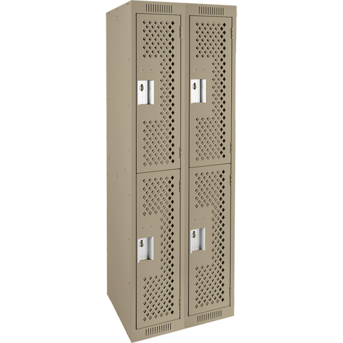 Casiers Clean Line, 2 niveaux, Bloc de 2, 24" x 12" x 72", Acier, Beige, Rivet (assembl&eacute;), Perfor&eacute; Planification Entrepots Molloy