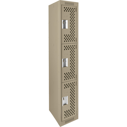 Casiers Clean Line, 3 niveaux, 12" x 12" x 72", Acier, Beige, Rivet (assembl&eacute;), Perfor&eacute; Planification Entrepots Molloy