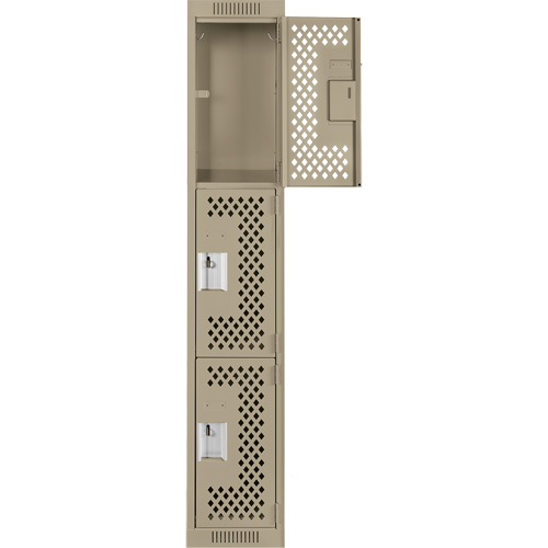 Casiers Clean Line, 3 niveaux, 12" x 12" x 72", Acier, Beige, Rivet (assembl&eacute;), Perfor&eacute; Planification Entrepots Molloy