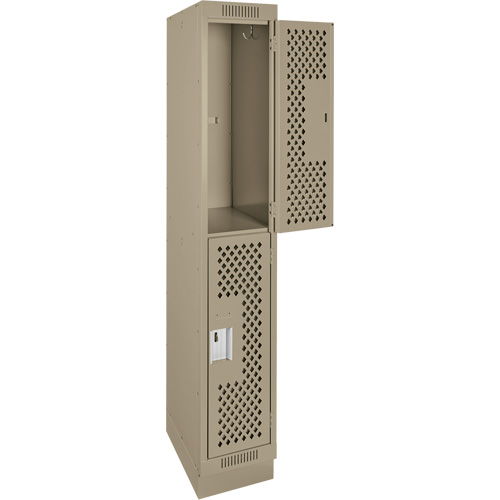 Casiers Clean Line, 2 niveaux, 12" x 12" x 76", Acier, Beige, Rivet (assembl&eacute;), Perfor&eacute; Planification Entrepots Molloy
