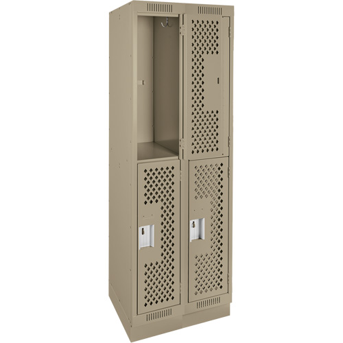 Casiers Clean Line, 2 niveaux, Bloc de 2, 24" x 12" x 76", Acier, Beige, Rivet (assembl&eacute;), Perfor&eacute; Planification Entrepots Molloy