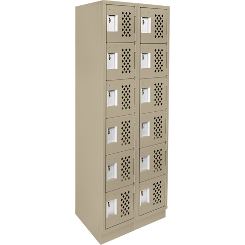 Assembled Lockerettes Clean Line Perforated Economy Lockers, 6 -tier, Bank of 2, 18" x 72" x 12", Steel Planification Entrepots Molloy