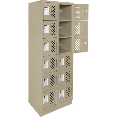 Assembled Lockerettes Clean Line Perforated Economy Lockers, 6 -tier, Bank of 2, 18" x 72" x 12", Steel Planification Entrepots Molloy