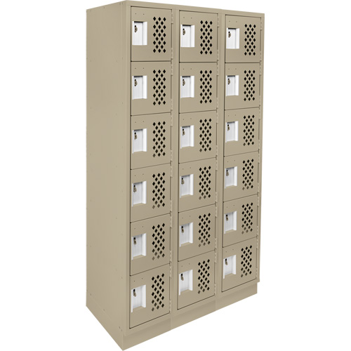 Assembled Lockerettes Clean Line Perforated Economy Lockers, 6 -tier, Bank of 3, 18" x 72" x 12", Steel Planification Entrepots Molloy