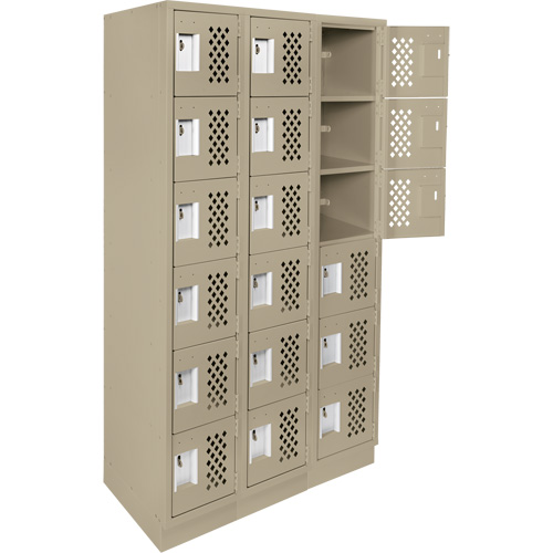 Assembled Lockerettes Clean Line Perforated Economy Lockers, 6 -tier, Bank of 3, 18" x 72" x 12", Steel Planification Entrepots Molloy