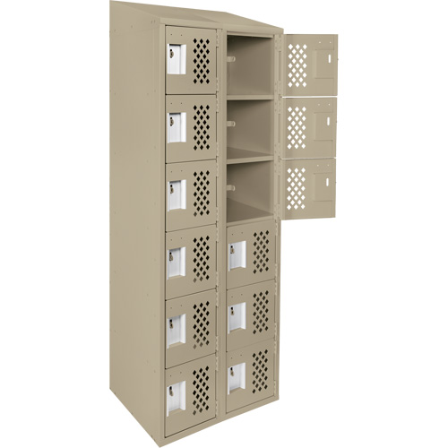 Assembled Lockerettes Clean Line Perforated Economy Lockers, 6 -tier, Bank of 2, 18" x 72" x 12", Steel Planification Entrepots Molloy