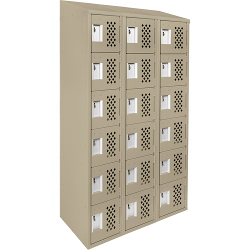 Assembled Lockerettes Clean Line Perforated Economy Lockers, 6 -tier, Bank of 3, 18" x 72" x 12", Steel Planification Entrepots Molloy