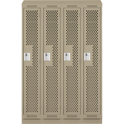 Clean Line Lockers, Bank of 4, 48" x 18" x 82", Steel, Beige, Rivet (Assembled), Perforated Planification Entrepots Molloy