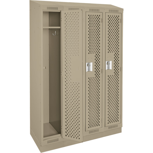 Clean Line Lockers, Bank of 4, 48" x 18" x 82", Steel, Beige, Rivet (Assembled), Perforated Planification Entrepots Molloy