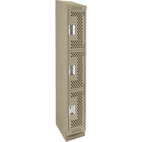 Casiers Clean Line, 3 niveaux, 12" x 18" x 82", Acier, Beige, Rivet (assembl&eacute;), Perfor&eacute; Planification Entrepots Molloy