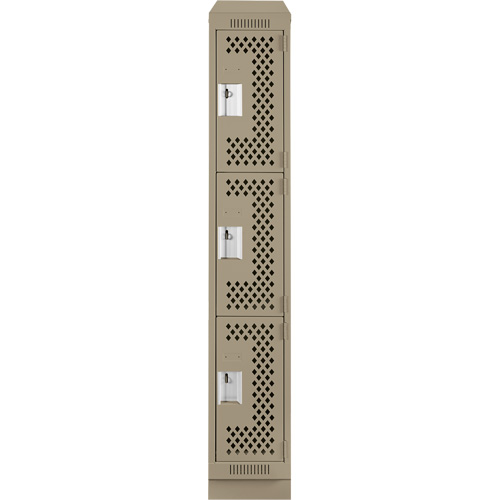 Casiers Clean Line, 3 niveaux, 12" x 18" x 82", Acier, Beige, Rivet (assembl&eacute;), Perfor&eacute; Planification Entrepots Molloy