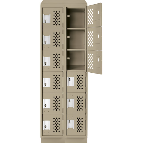 Assembled Lockerettes Clean Line Perforated Economy Lockers, 6 -tier, Bank of 2, 18" x 72" x 12", Steel Planification Entrepots Molloy