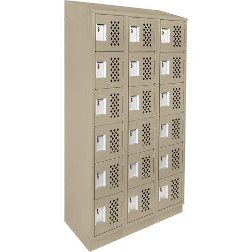 Assembled Lockerettes Clean Line Perforated Economy Lockers, 6 -tier, Bank of 3, 18" x 72" x 12", Steel Planification Entrepots Molloy