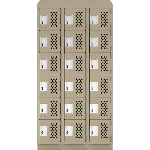 Assembled Lockerettes Clean Line Perforated Economy Lockers, 6 -tier, Bank of 3, 18" x 72" x 12", Steel Planification Entrepots Molloy