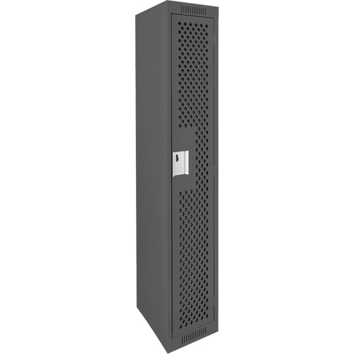 Clean Line Lockers, 12" x 15" x 72", Steel, Charcoal, Rivet (Assembled), Perforated Planification Entrepots Molloy
