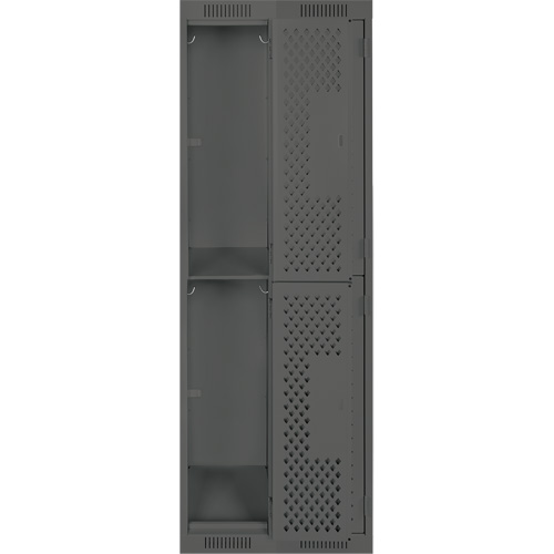 Clean Line Lockers, 2 -tier, Bank of 2, 24" x 15" x 72", Steel, Charcoal, Rivet (Assembled), Perforated Planification Entrepots Molloy
