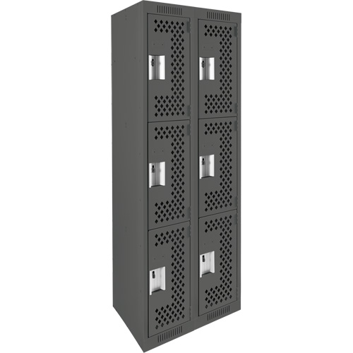 Casiers Clean Line, 3 niveaux, Bloc de 2, 24" x 12" x 72", Acier, Charbon, Rivet (assembl&eacute;), Perfor&eacute; Planification Entrepots Molloy