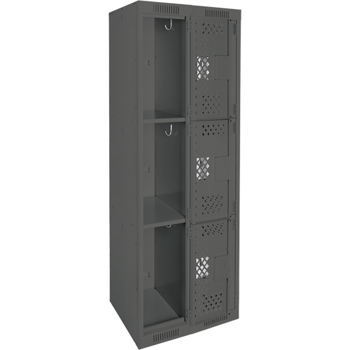 Casiers Clean Line, 3 niveaux, Bloc de 2, 24" x 12" x 72", Acier, Charbon, Rivet (assembl&eacute;), Perfor&eacute; Planification Entrepots Molloy