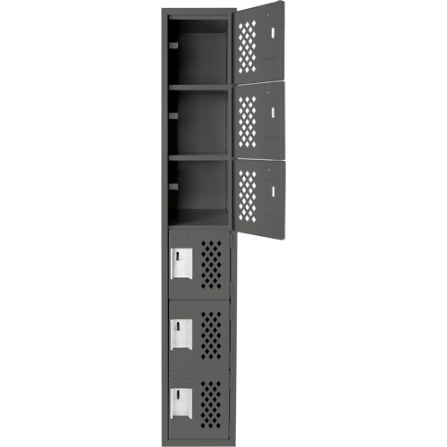 Assembled Lockerettes Clean Line Perforated Economy Lockers, 6 -tier, 18" x 72" x 12", Steel Planification Entrepots Molloy