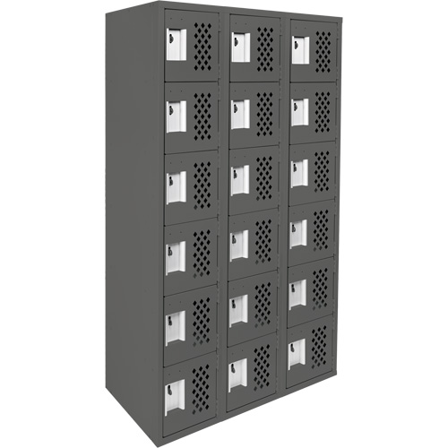 Assembled Lockerettes Clean Line Perforated Economy Lockers, 6 -tier, Bank of 3, 18" x 72" x 12", Steel Planification Entrepots Molloy