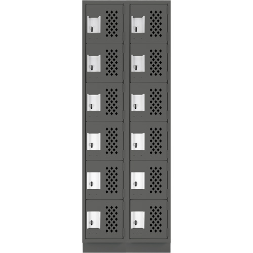 Assembled Lockerettes Clean Line Perforated Economy Lockers, 6 -tier, Bank of 2, 18" x 72" x 12", Steel Planification Entrepots Molloy