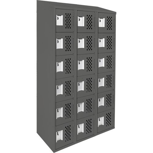 Assembled Lockerettes Clean Line Perforated Economy Lockers, 6 -tier, Bank of 3, 18" x 72" x 12", Steel Planification Entrepots Molloy