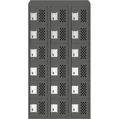 Assembled Lockerettes Clean Line Perforated Economy Lockers, 6 -tier, Bank of 3, 18" x 72" x 12", Steel Planification Entrepots Molloy