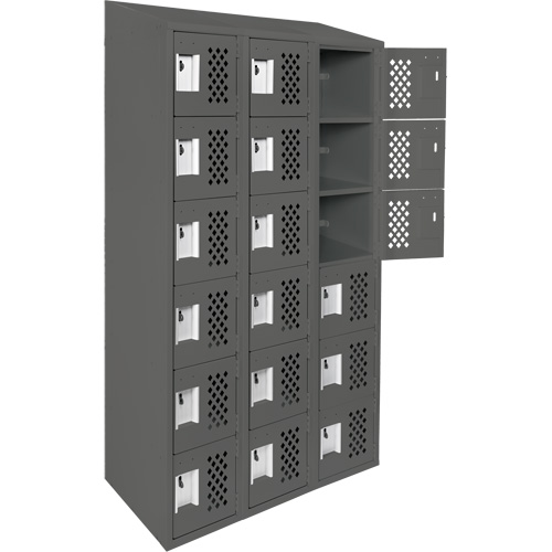 Assembled Lockerettes Clean Line Perforated Economy Lockers, 6 -tier, Bank of 3, 18" x 72" x 12", Steel Planification Entrepots Molloy