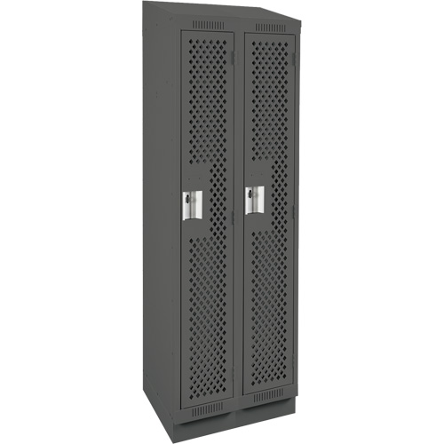 Clean Line Lockers, Bank of 2, 24" x 18" x 82", Steel, Charcoal, Rivet (Assembled), Perforated Planification Entrepots Molloy