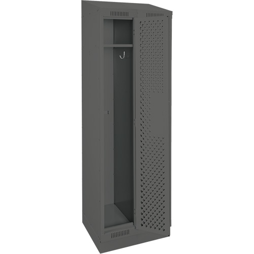 Clean Line Lockers, Bank of 2, 24" x 18" x 82", Steel, Charcoal, Rivet (Assembled), Perforated Planification Entrepots Molloy