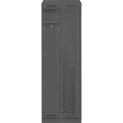Clean Line Lockers, Bank of 2, 24" x 18" x 82", Steel, Charcoal, Rivet (Assembled), Perforated Planification Entrepots Molloy