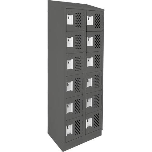 Assembled Lockerettes Clean Line Perforated Economy Lockers, 6 -tier, Bank of 2, 18" x 72" x 12", Steel Planification Entrepots Molloy