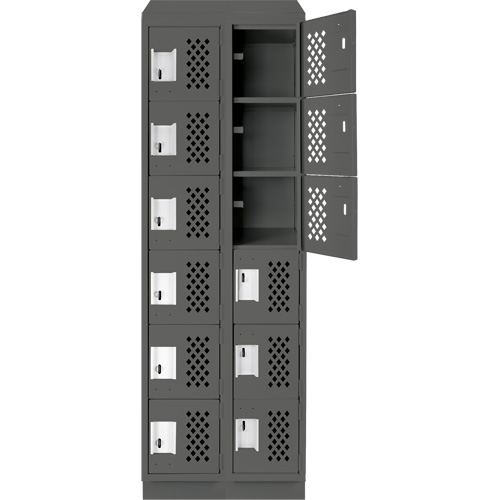 Assembled Lockerettes Clean Line Perforated Economy Lockers, 6 -tier, Bank of 2, 18" x 72" x 12", Steel Planification Entrepots Molloy