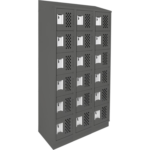 Assembled Lockerettes Clean Line Perforated Economy Lockers, 6 -tier, Bank of 3, 18" x 72" x 12", Steel Planification Entrepots Molloy