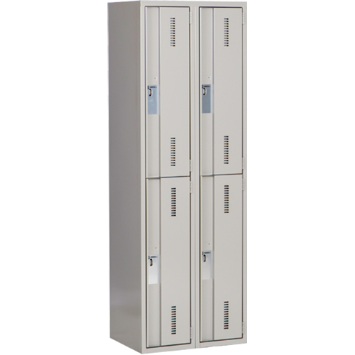 Concorde Heavy-Duty Lockers, 2 -tier, Bank of 2, 24" x 18" x 72", Steel, Grey, Welded (Assembled) Planification Entrepots Molloy