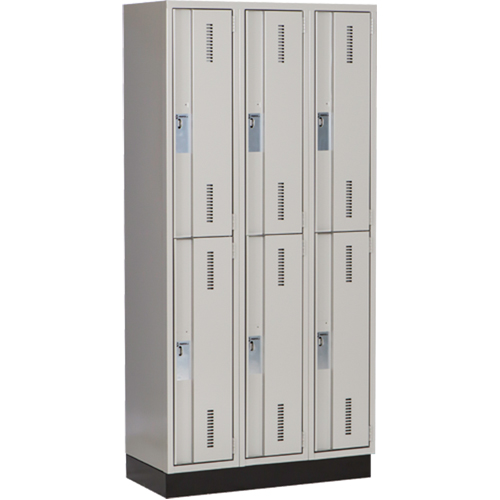 Concorde Heavy-Duty Lockers, 2 -tier, Bank of 3, 36" x 18" x 76", Steel, Grey, Welded (Assembled) Planification Entrepots Molloy