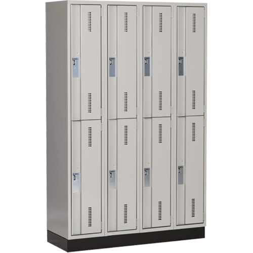 Concorde Heavy-Duty Lockers, 2 -tier, Bank of 4, 48" x 18" x 76", Steel, Grey, Welded (Assembled) Planification Entrepots Molloy