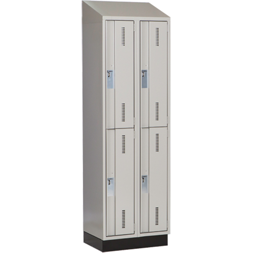 Concorde Heavy-Duty Lockers, 2 -tier, Bank of 2, 24" x 18" x 82", Steel, Grey, Welded (Assembled) Planification Entrepots Molloy
